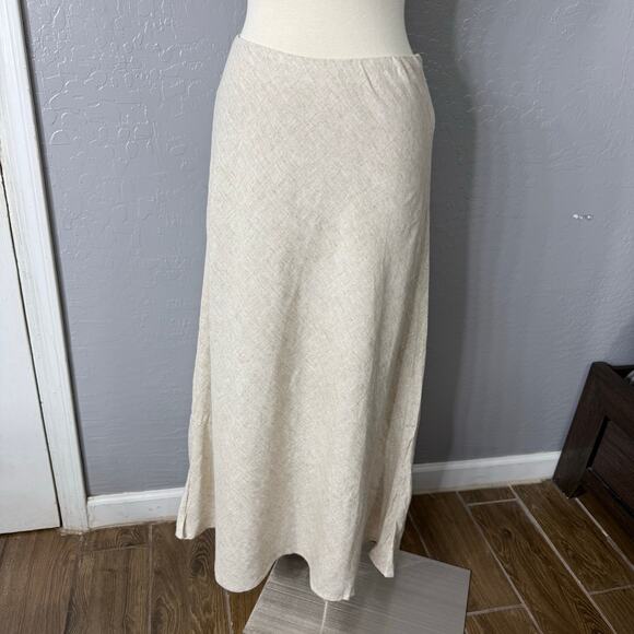 Abercrombie & Fitch Mid Rise Linen-Blend Maxi Skirt, Oatmeal, XS Petite - Picture 1 of 5